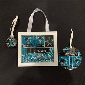 San Jose NHL Sharks Holiday Ornament Set - Teal and Black